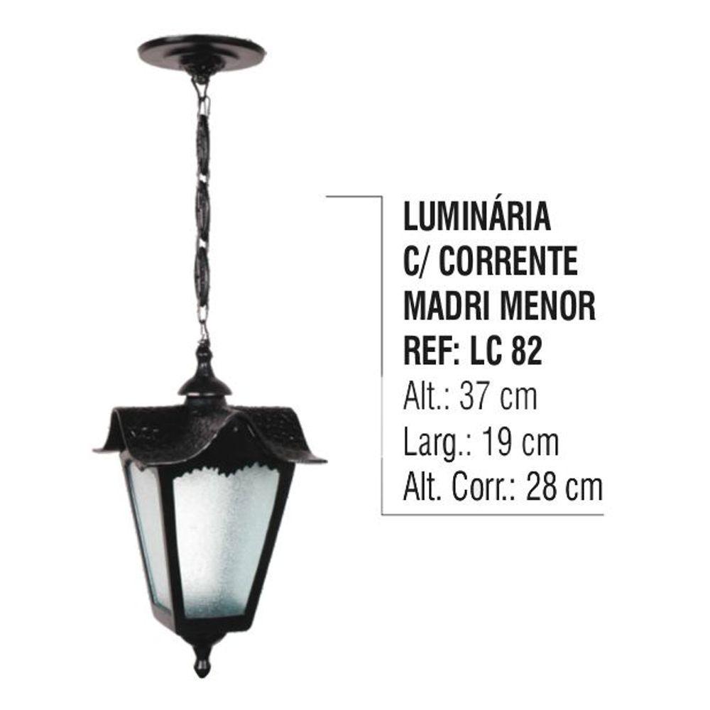 Luminária Externa Interna Madri Menor com Corrente Alumínio - 5