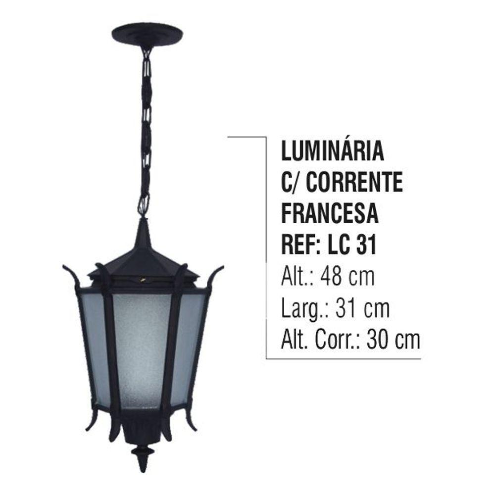Luminária Externa Interna Francesa com Corrente em Alumínio - 5
