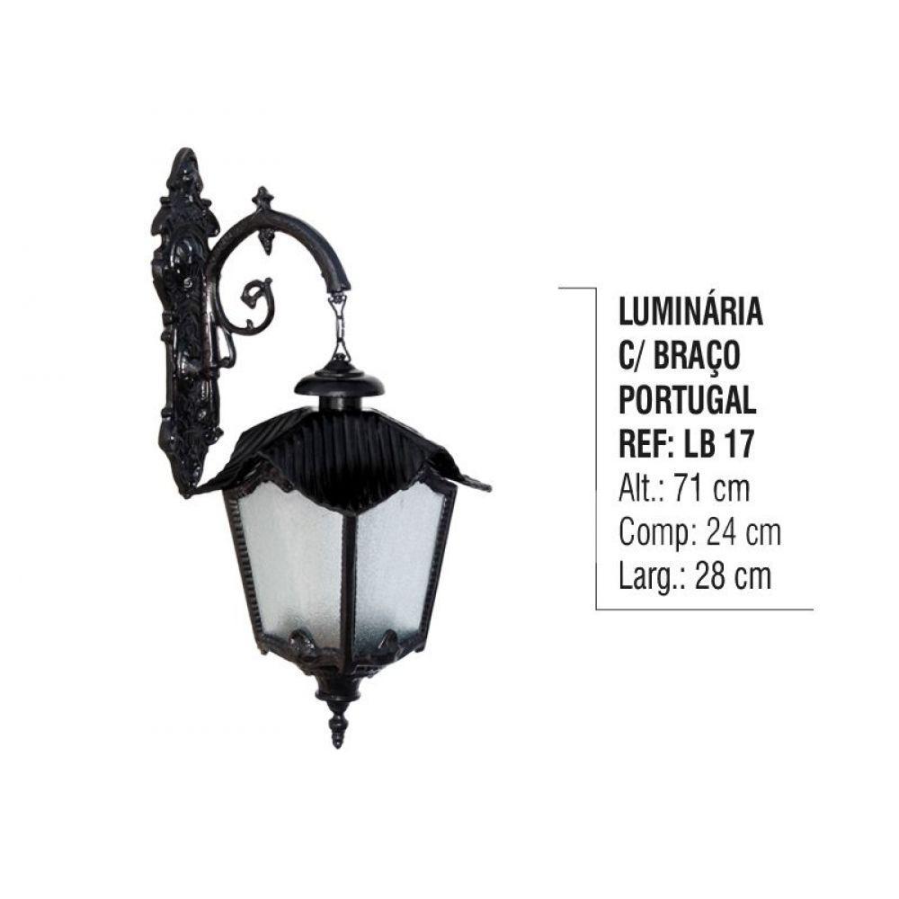 Luminária Portugal com Braço Externa e interna Alumínio 71cm - 2