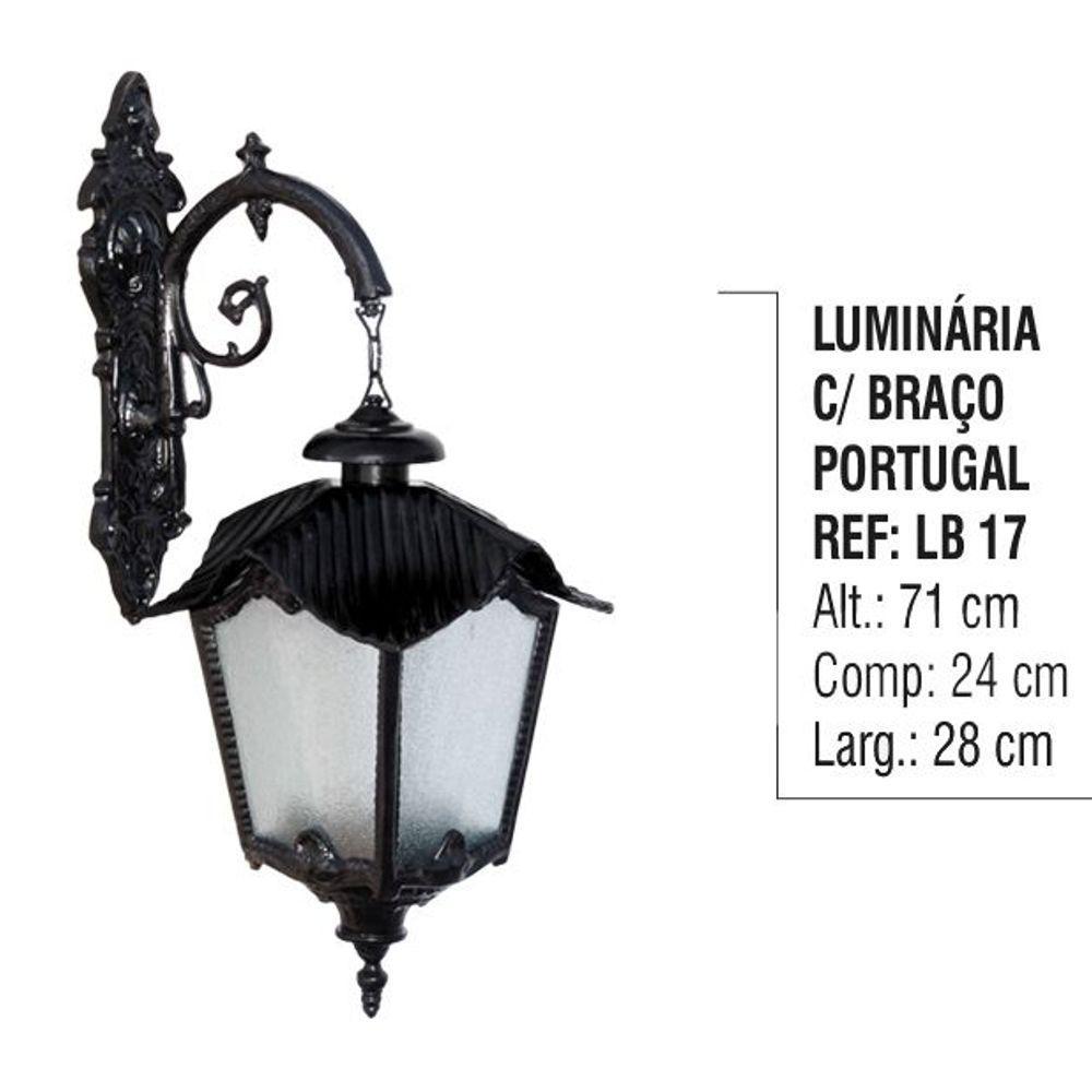 Luminária Portugal com Braço Externa e interna Alumínio 71cm - 4