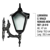 Luminária Colonial Romana Menor com Braço em Alumínio 47cm