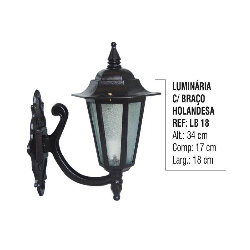 Luminária Holandesa com Braço Externa interna Alumínio 34cm - 2