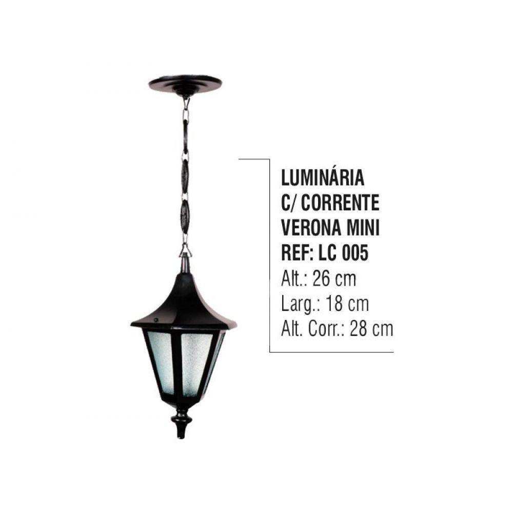 Luminária Externa Interna Verona Mini Com Corrente Alumínio - 2