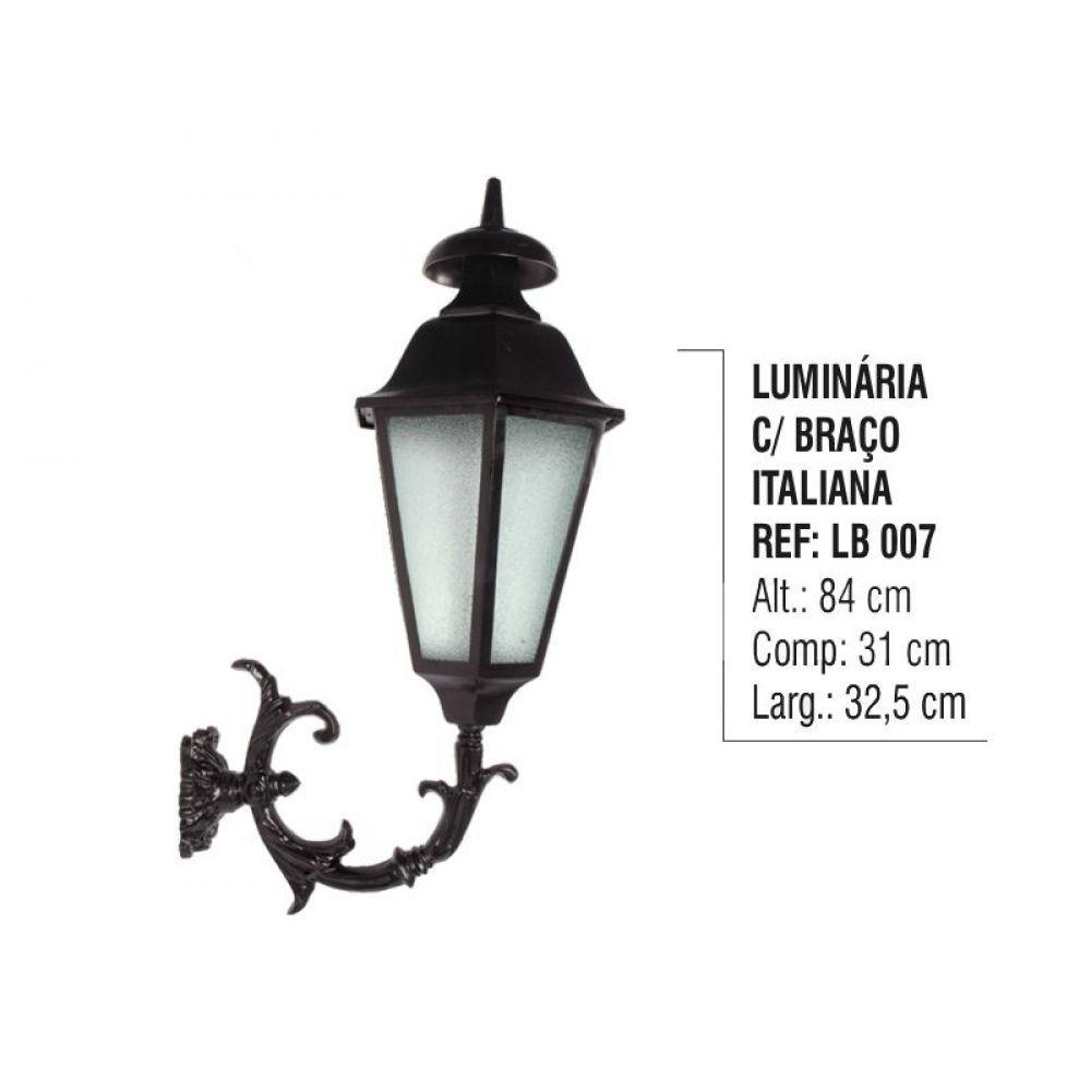 Luminária com Braço Italiana Externa interna Alumínio 84cm - 2