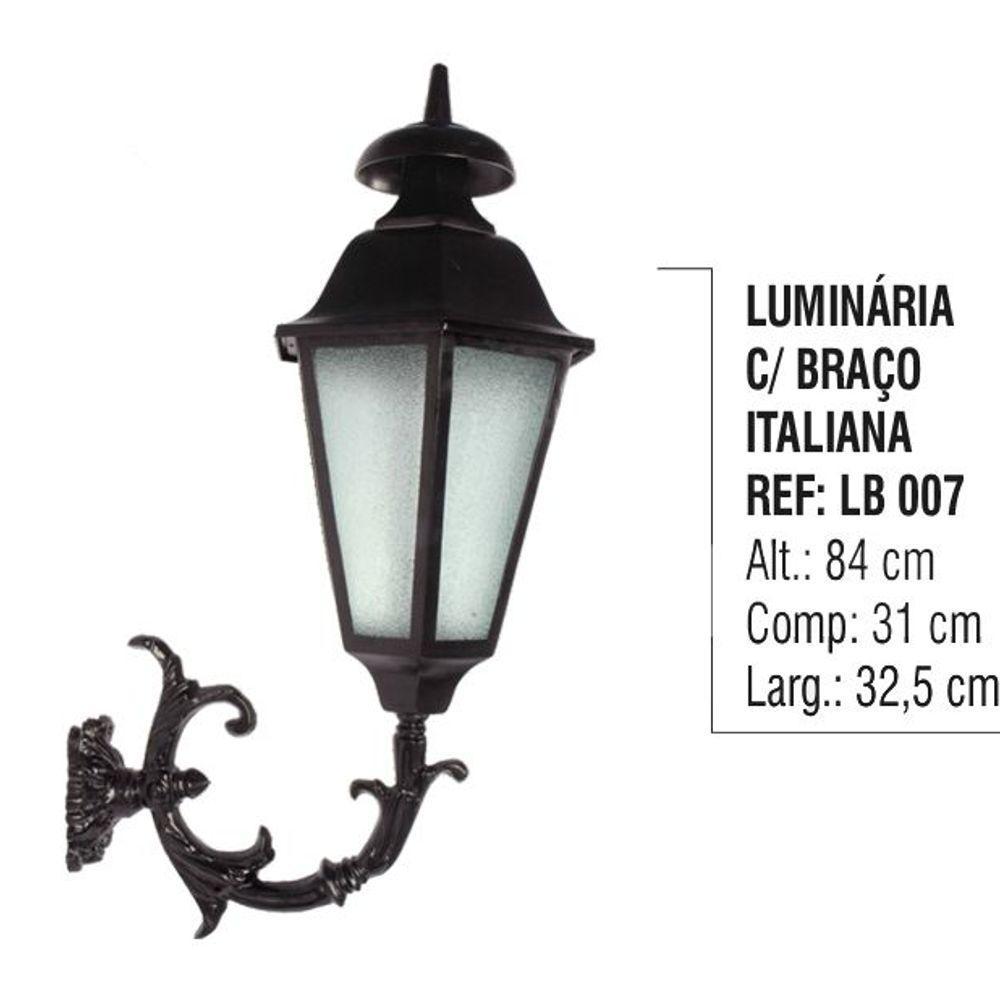 Luminária com Braço Italiana Externa interna Alumínio 84cm - 5