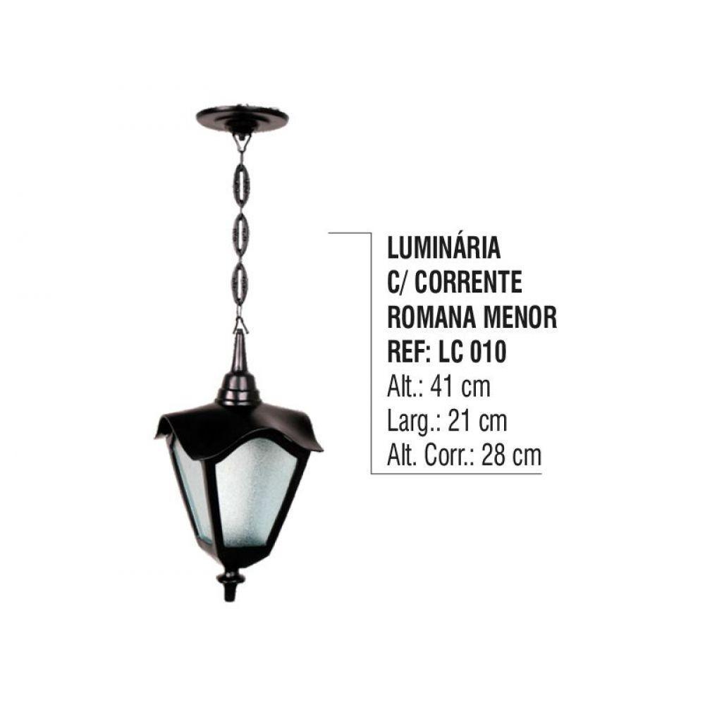 Luminária Externa Interna Romana Menor com Corrente Alumínio - 2