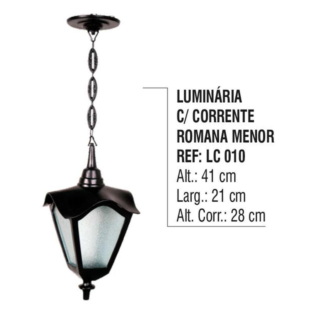 Luminária Externa Interna Romana Menor com Corrente Alumínio - 5