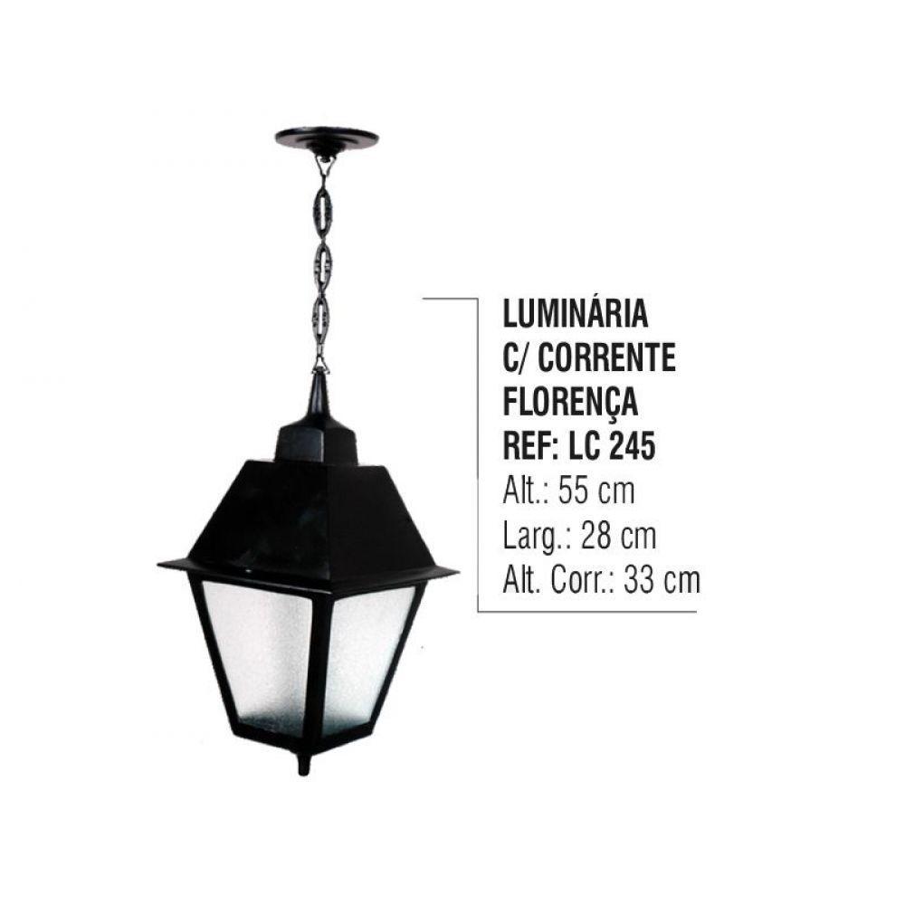 Luminária Externa Interna Florença com Corrente Em Alumínio - 3