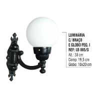 Luminária Globo Pequena 1 com Braço Externa Alumínio 38cm - 2
