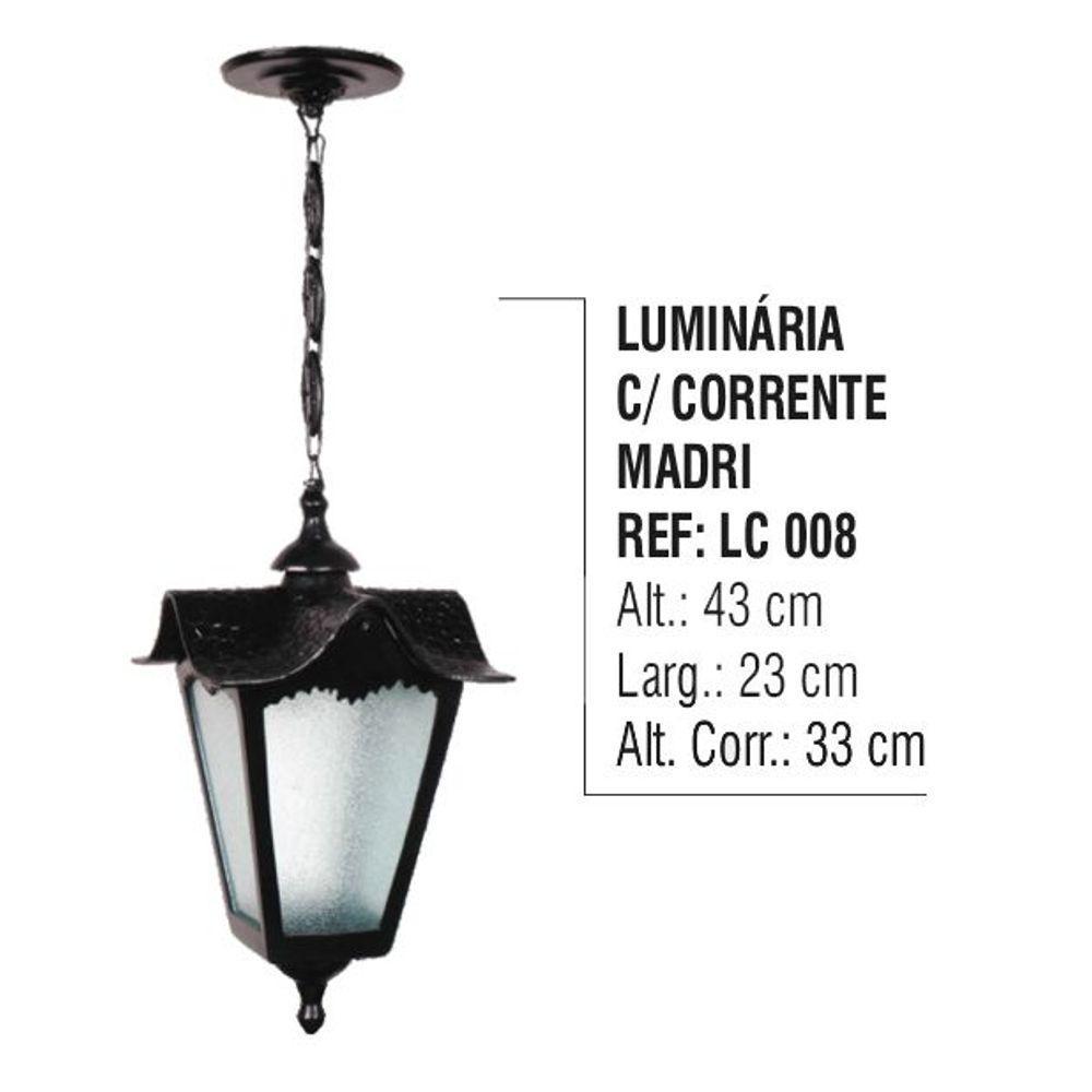 Luminária Externa e Interna Madri com Corrente em Alumínio - 5