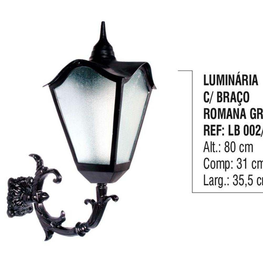 Luminária Colonial Romana Grande Com Braço Em Alumínio 80Cm - 3