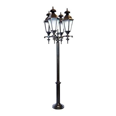 Poste Colonial De Jardim Londres 4 Luminárias Alumínio 252cm