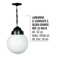 Luminária Externa Interna Globo Grande com Corrente Alumínio