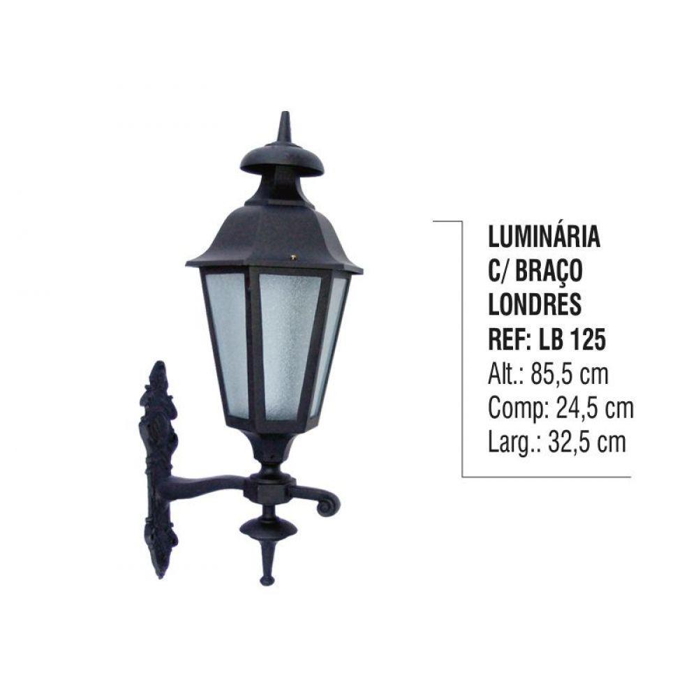Luminária Londres com Braço Externa/interna Alumínio 85,5cm - 2