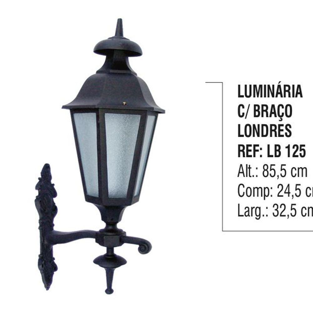 Luminária Londres com Braço Externa/interna Alumínio 85,5cm - 5