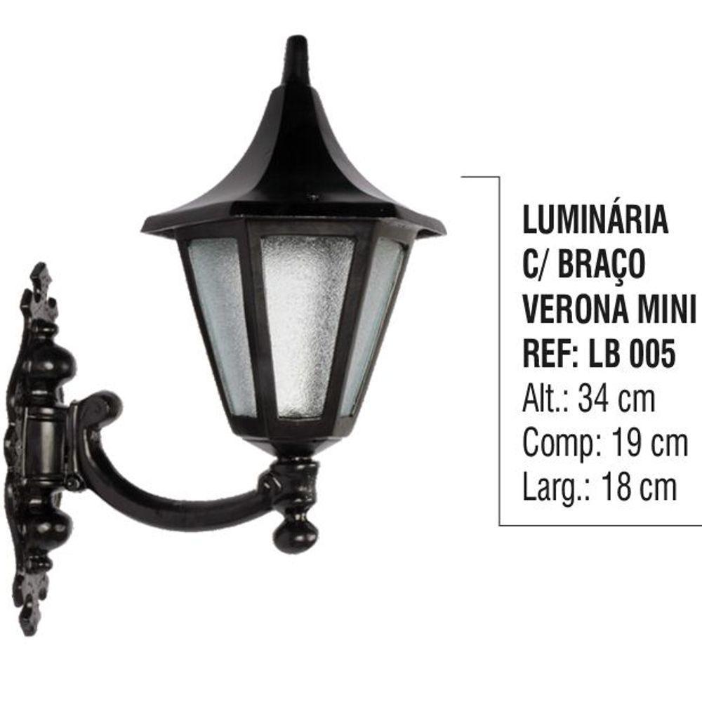 Luminária Colonial Verona Mini com Braço em Alumínio 34cm - 4
