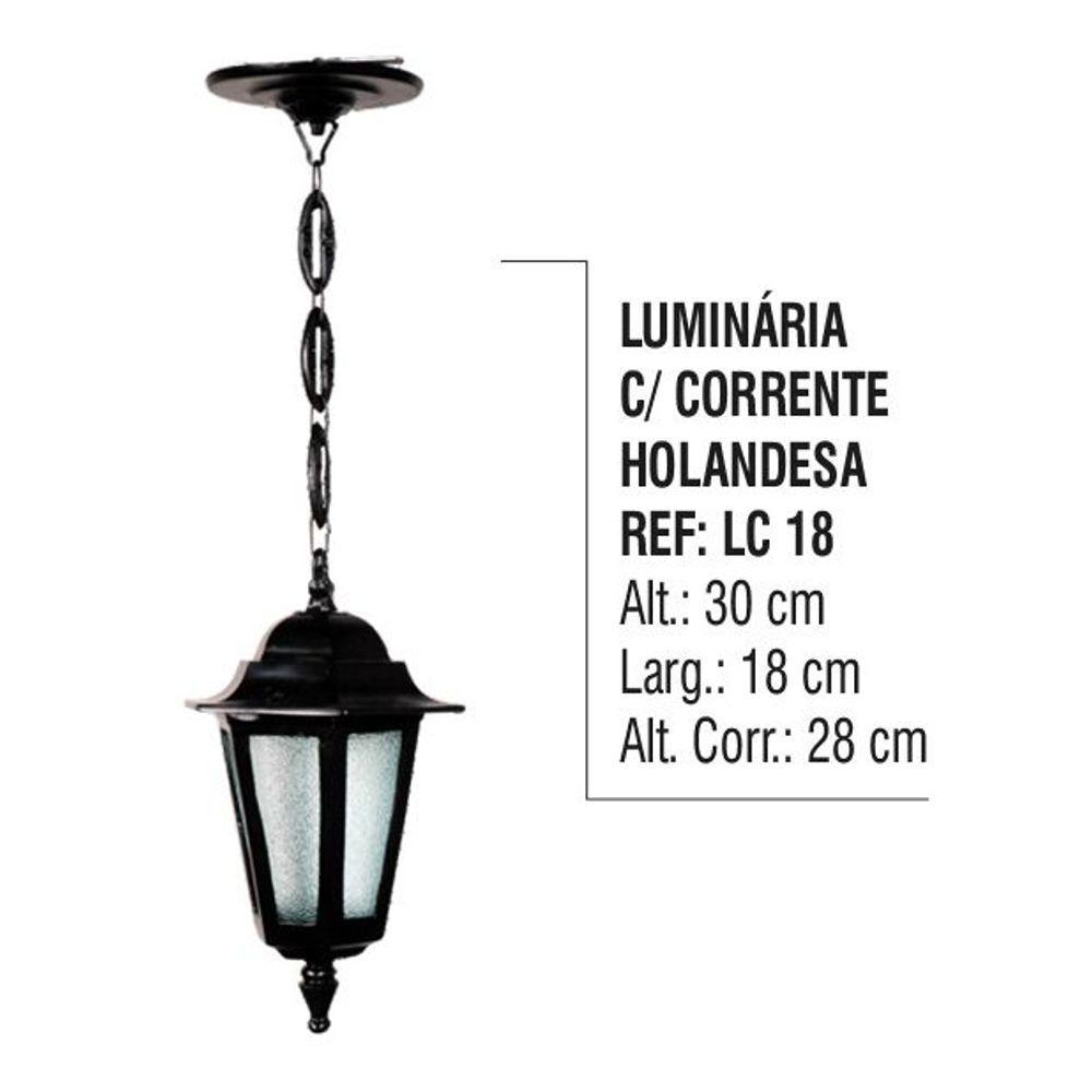 Luminária Externa e Interna Holandesa com Corrente Alumínio - 4