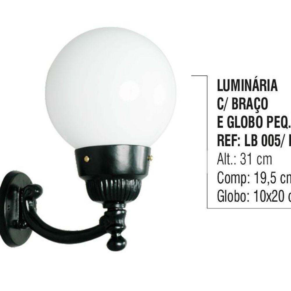 Luminária Globo Pequena 2 com Braço Externa Alumínio 31cm - 4