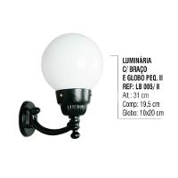 Luminária Globo Pequena 2 com Braço Externa Alumínio 31cm - 2