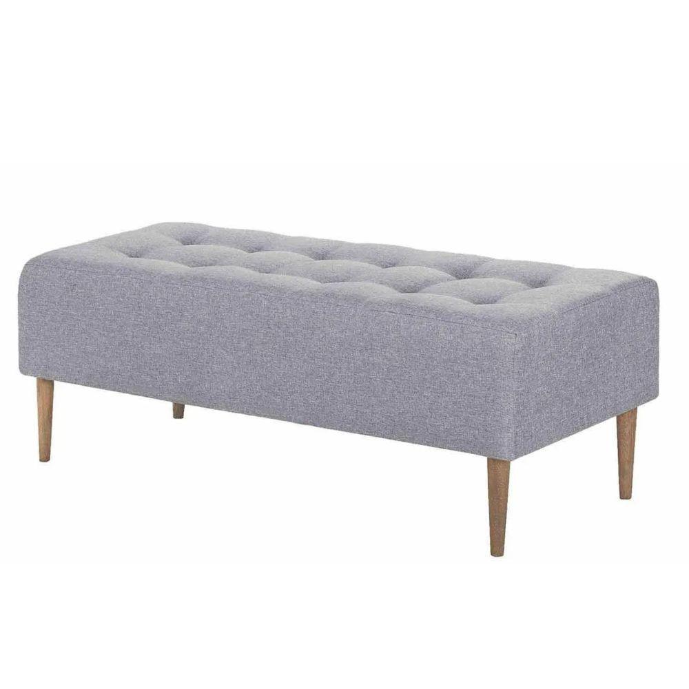 Puff Recamier Duque Linho Cinza Com Pés Em Madeira 1,40 M - 1