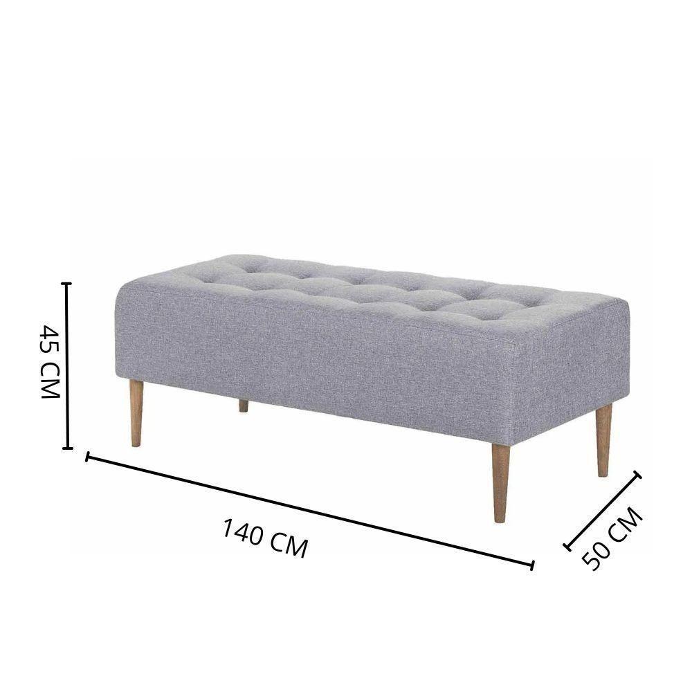 Puff Recamier Duque Linho Cinza Com Pés Em Madeira 1,40 M - 4