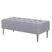 Puff Recamier Duque Linho Cinza Com Pés Em Madeira 1,40 M - 1