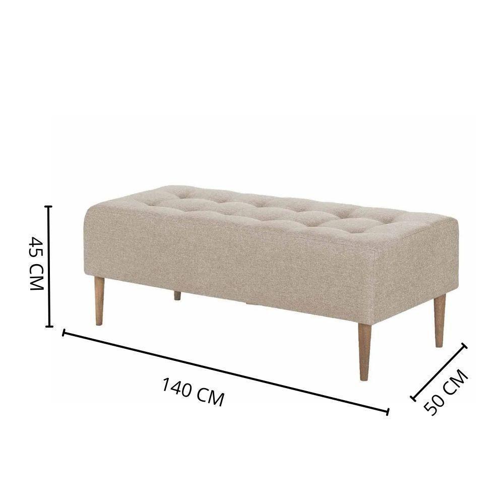 Puff Recamier Duque Linho Bege Com Pés Em Madeira 1,40 M - 4