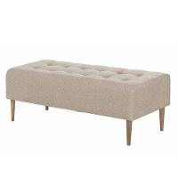 Puff Recamier Duque Linho Bege Com Pés Em Madeira 1,40 M - 1