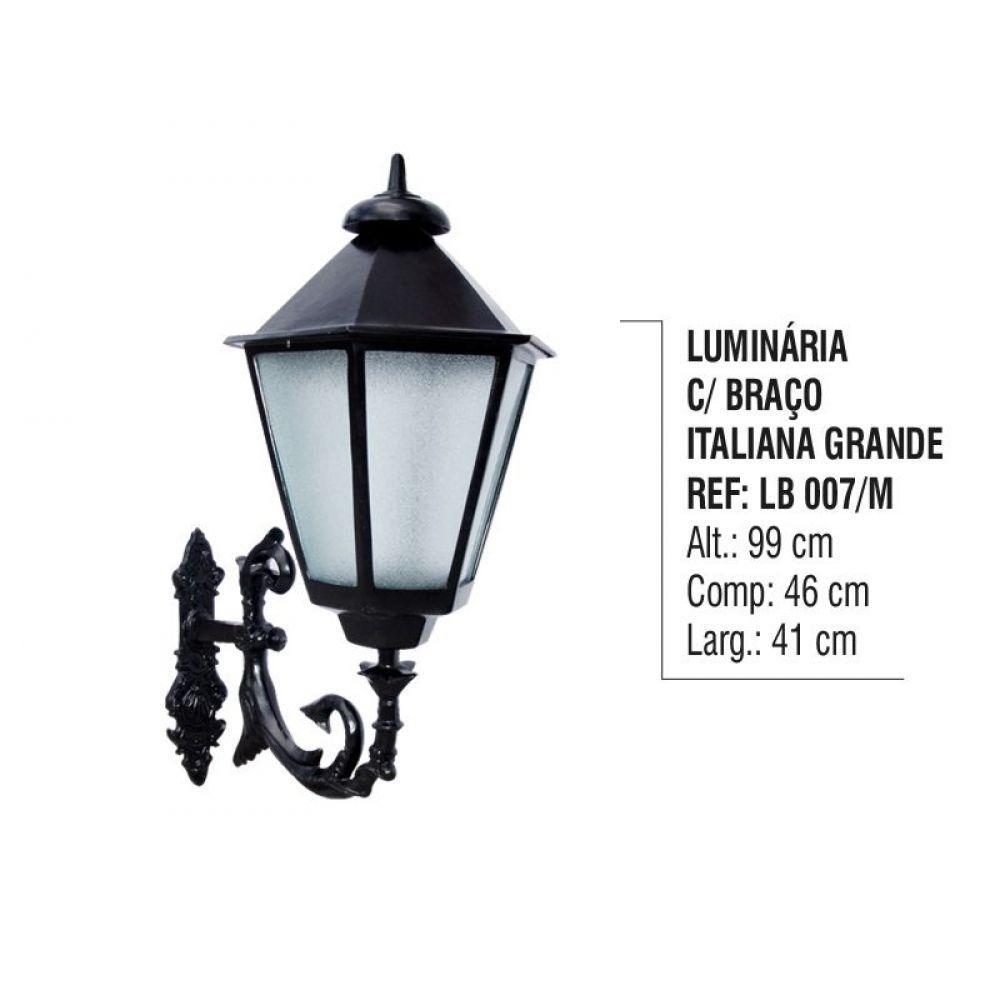 Luminária Colonial Com Braço Italiana Grande Alumínio 99Cm - 3