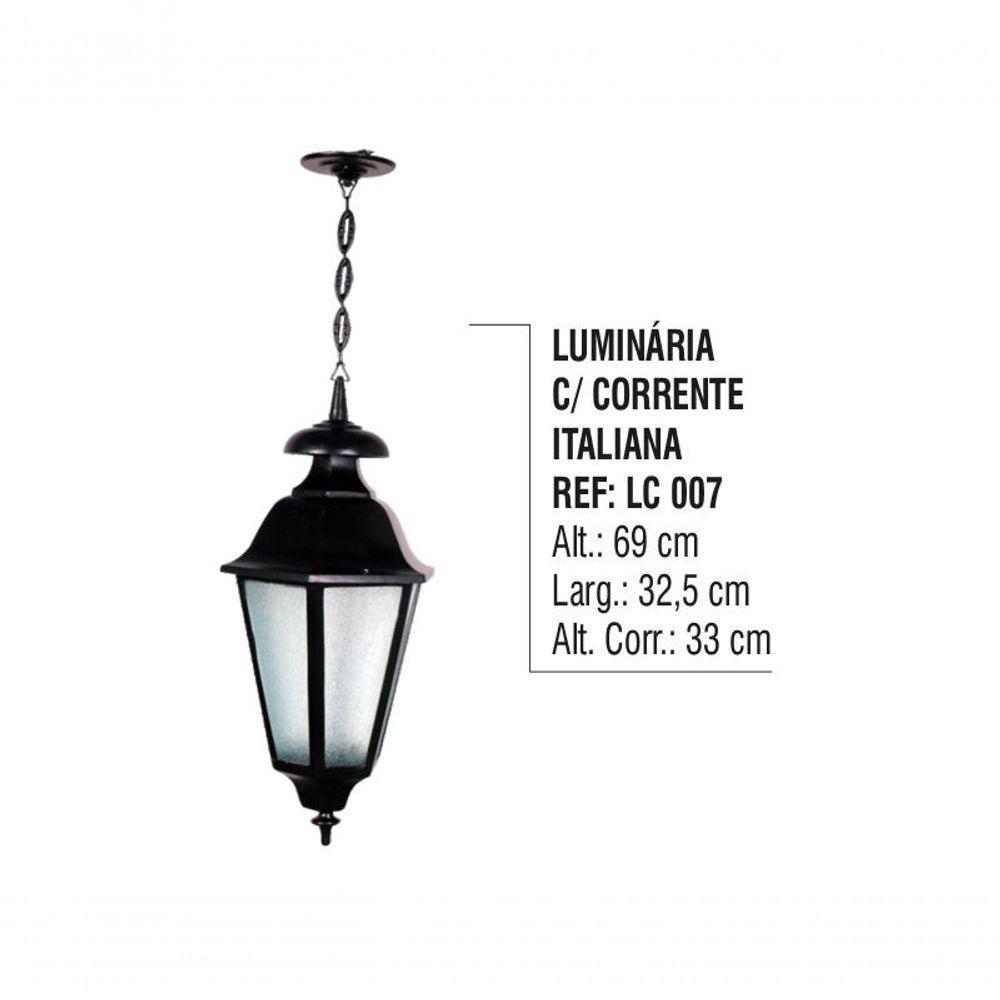 Luminária Externa Interna Italiana Com Corrente Em Alumínio - 3