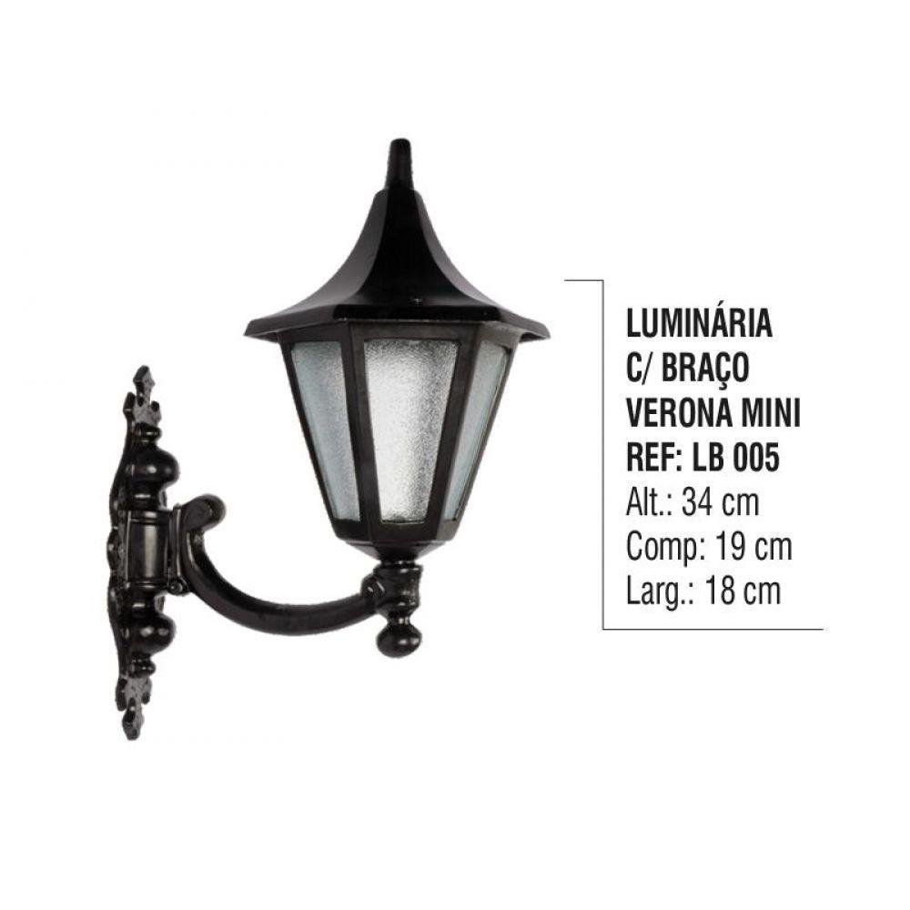 Luminária Colonial Verona Mini Com Braço Em Alumínio 34Cm - 3