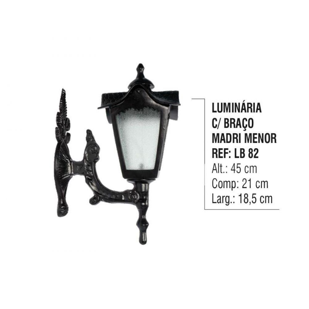 Luminária Colonial Madri Menor Com Braço Em Alumínio 45Cm - 3