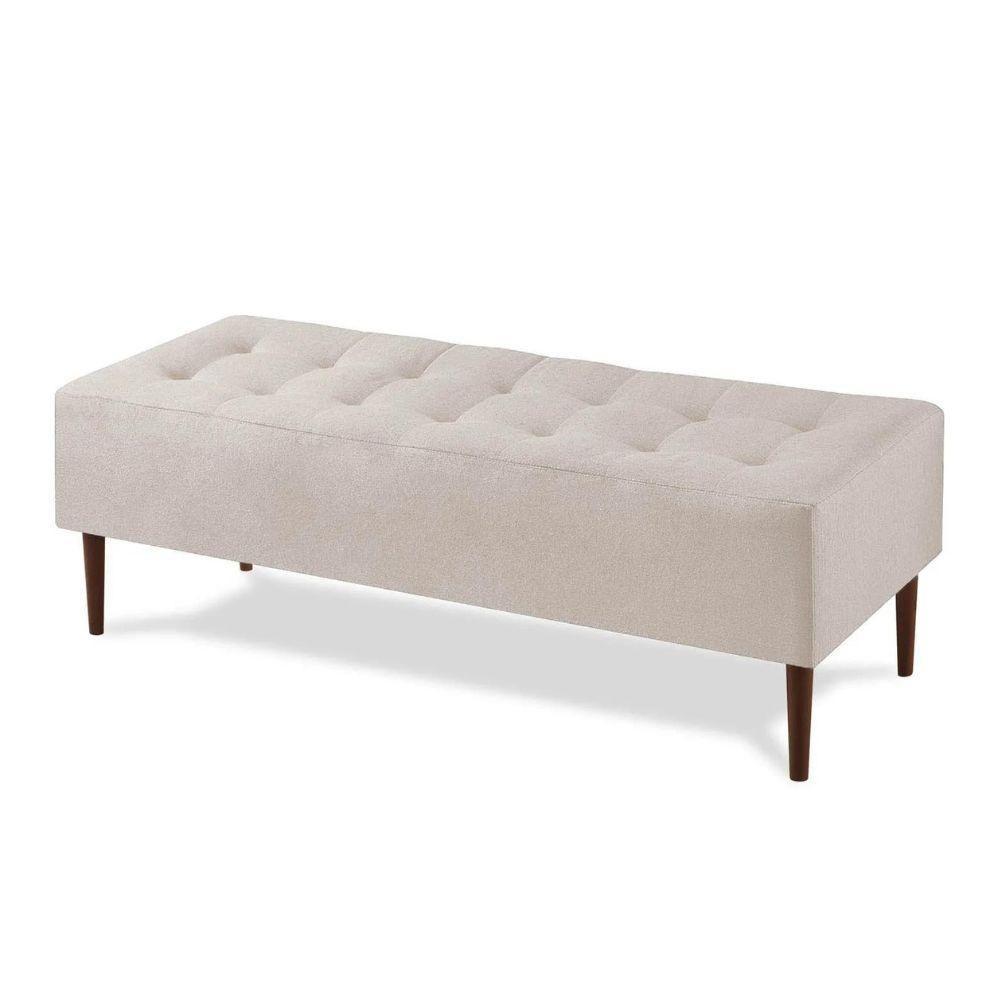 Puff Recamier Duque Linho Cru Com Pés Em Madeira 1,40 M - 1