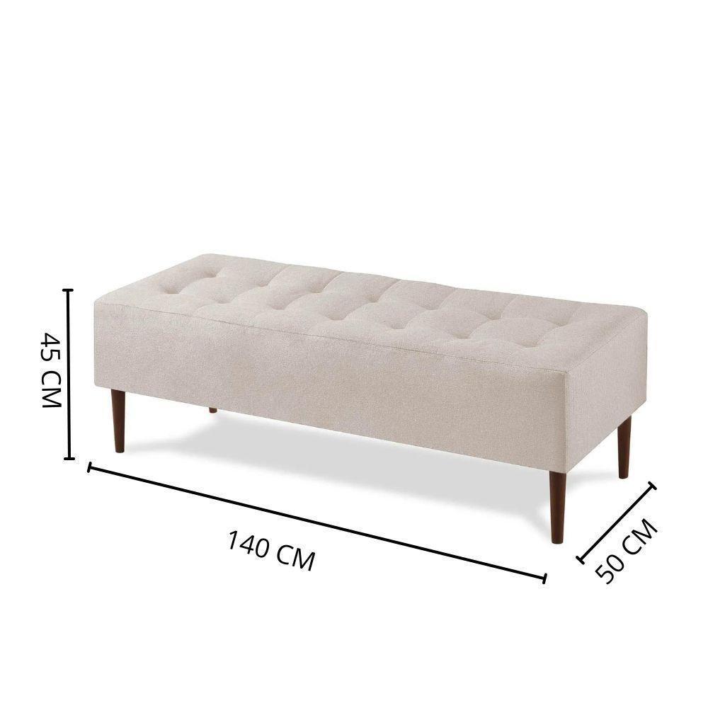 Puff Recamier Duque Linho Cru Com Pés Em Madeira 1,40 M - 4