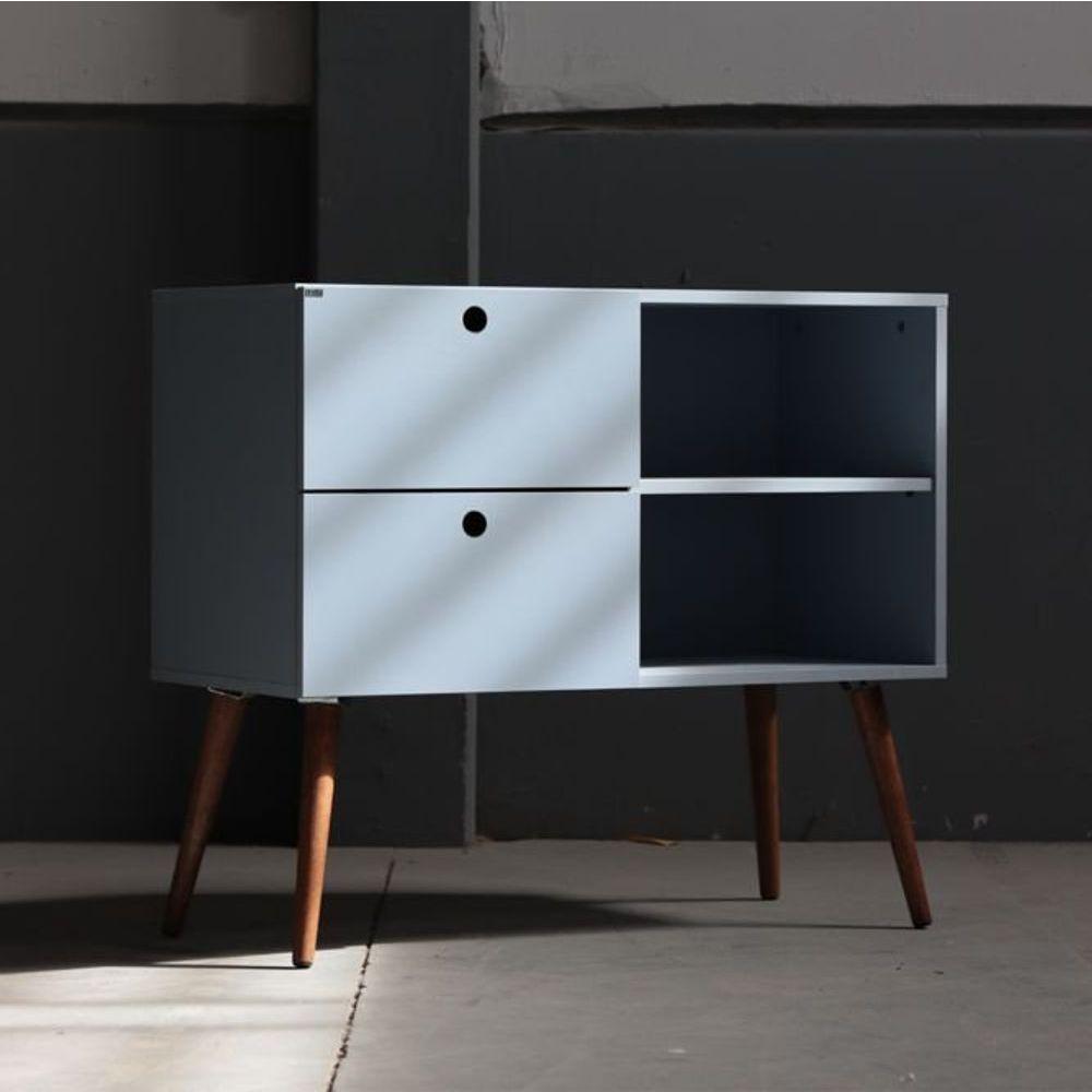 Aparador 02 Gavetas 1 Nicho Com Pés Palito Azul Sereno - Mdf Arauco - 4