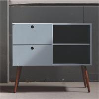 Aparador 02 Gavetas 1 Nicho Com Pés Palito Azul Sereno - Mdf Arauco - 3