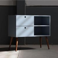 Aparador 02 Gavetas 1 Nicho Com Pés Palito Azul Sereno - Mdf Arauco - 4