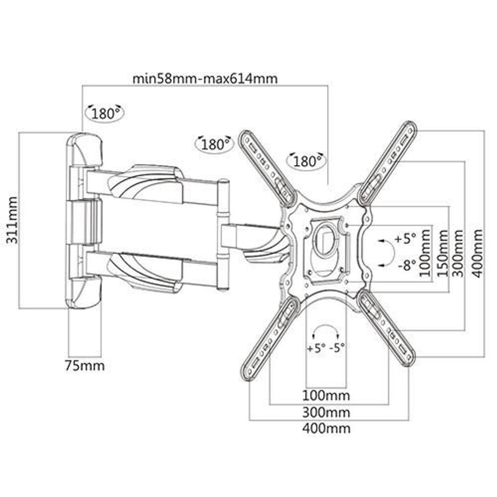 Suporte Articulado Para Tv De 26 A 55 Com Braço Longo Kma28-443l - 5