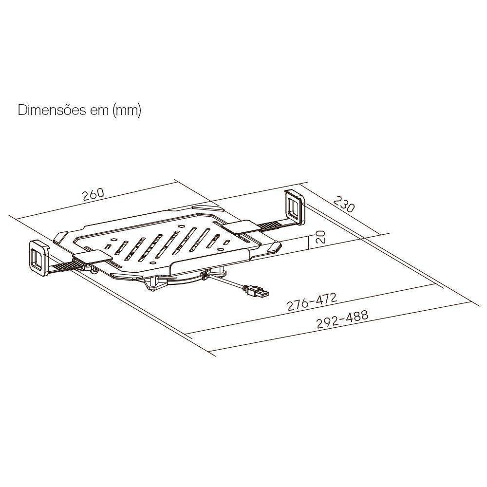 Bandeja Apoio Notebook Cooler Rgb Fixo Acoplável 12 A 17 Suporte Pistão Nbh-8rgb Com Cooler - 4