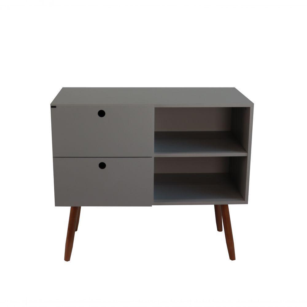 Aparador 02 Gavetas 1 Nicho Com Pés Palito Beton Matt - Mdf Arauco - 1