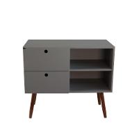 Aparador 02 Gavetas 1 Nicho Com Pés Palito Beton Matt - Mdf Arauco - 1