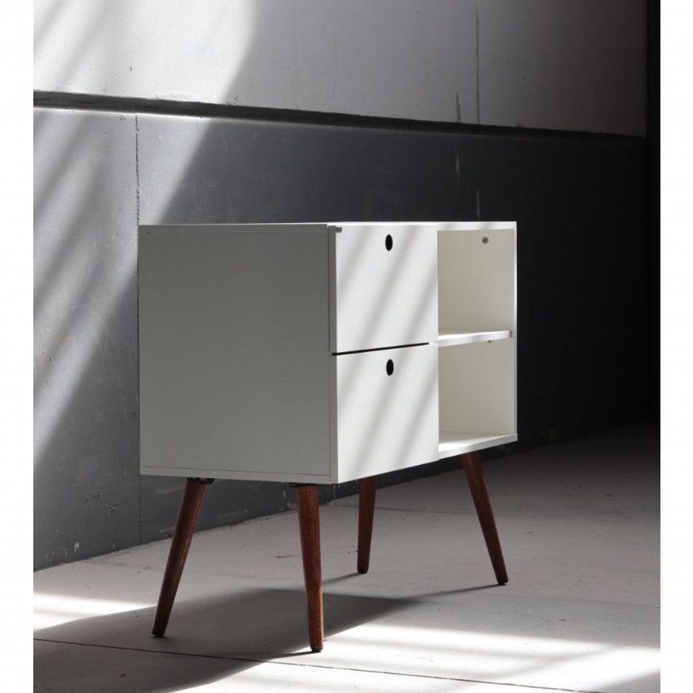 Aparador 02 Gavetas 1 Nicho Com Pés Palito Branco Real - Mdf Arauco - 5