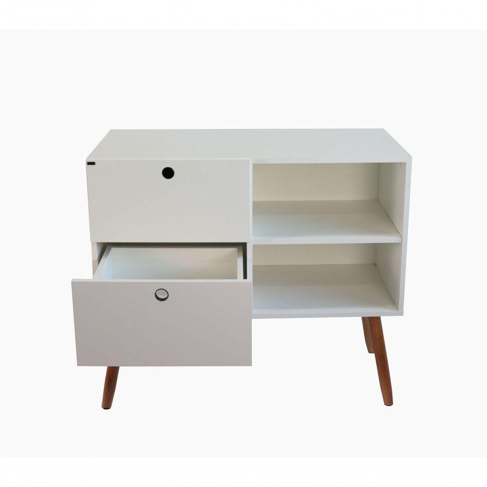 Aparador 02 Gavetas 1 Nicho Com Pés Palito Branco Real - Mdf Arauco - 6