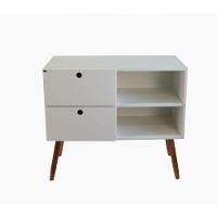 Aparador 02 Gavetas 1 Nicho Com Pés Palito Branco Real - Mdf Arauco - 1