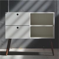 Aparador 02 Gavetas 1 Nicho Com Pés Palito Branco Real - Mdf Arauco - 3