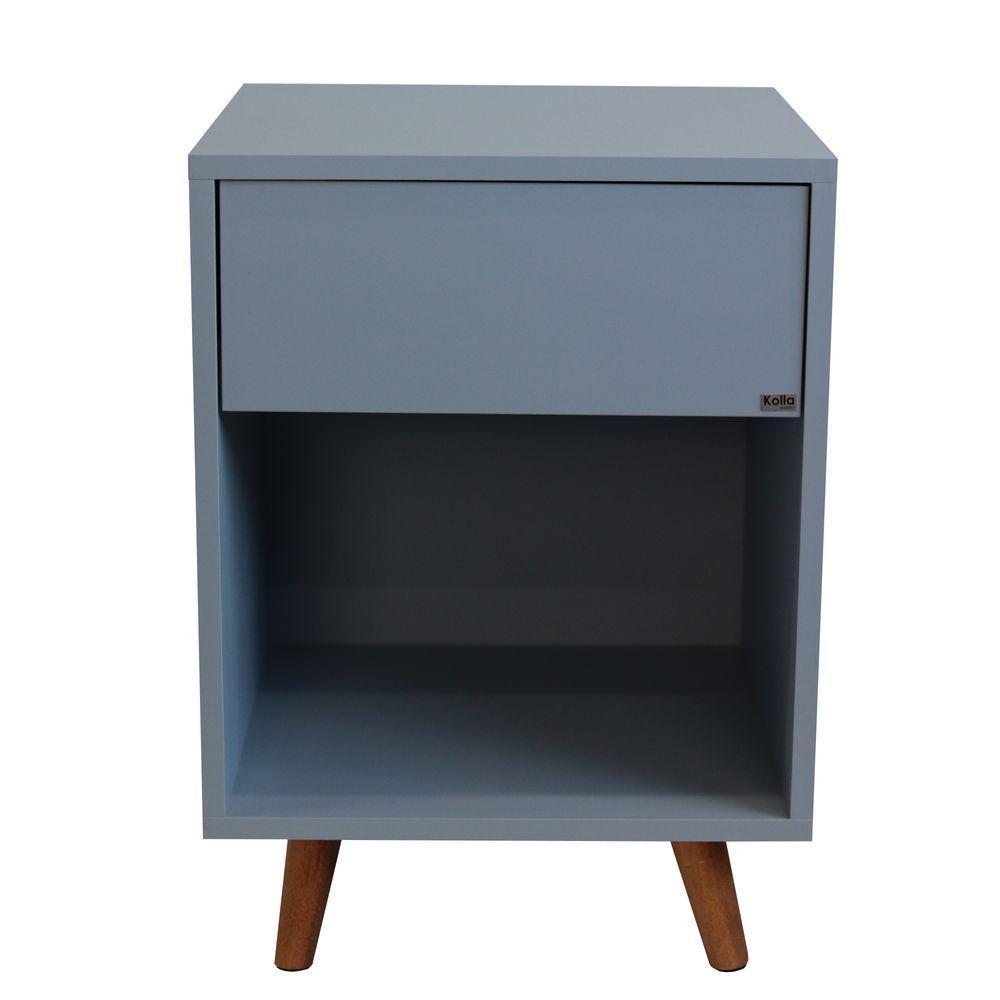 Mesa De Cabeceira 1 Nicho 1 Gaveta 400x550x400 Azul Sereno - Mdf Arauco - 1