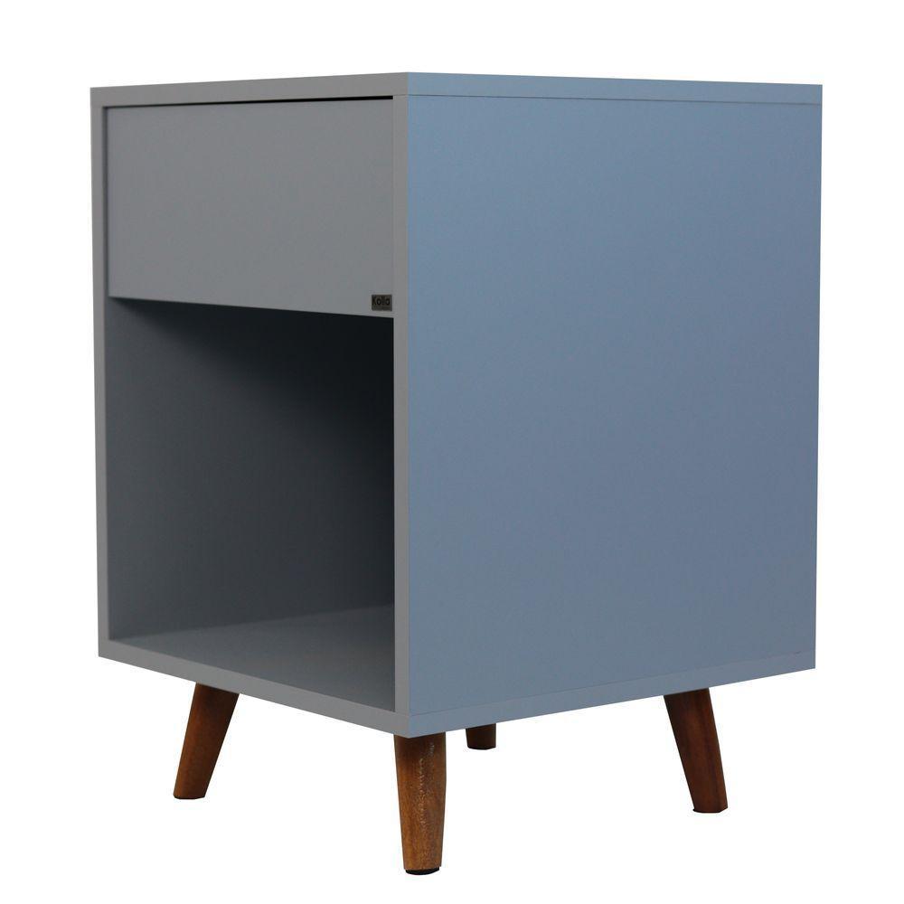 Mesa De Cabeceira 1 Nicho 1 Gaveta 400x550x400 Azul Sereno - Mdf Arauco - 2