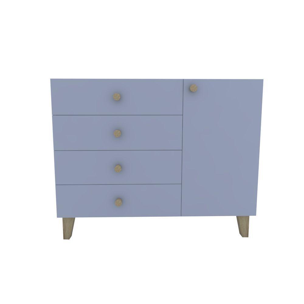 Cômoda 4 Gavetas 1 Porta 112x91x47 Azul Sereno - Mdf Arauco - 1