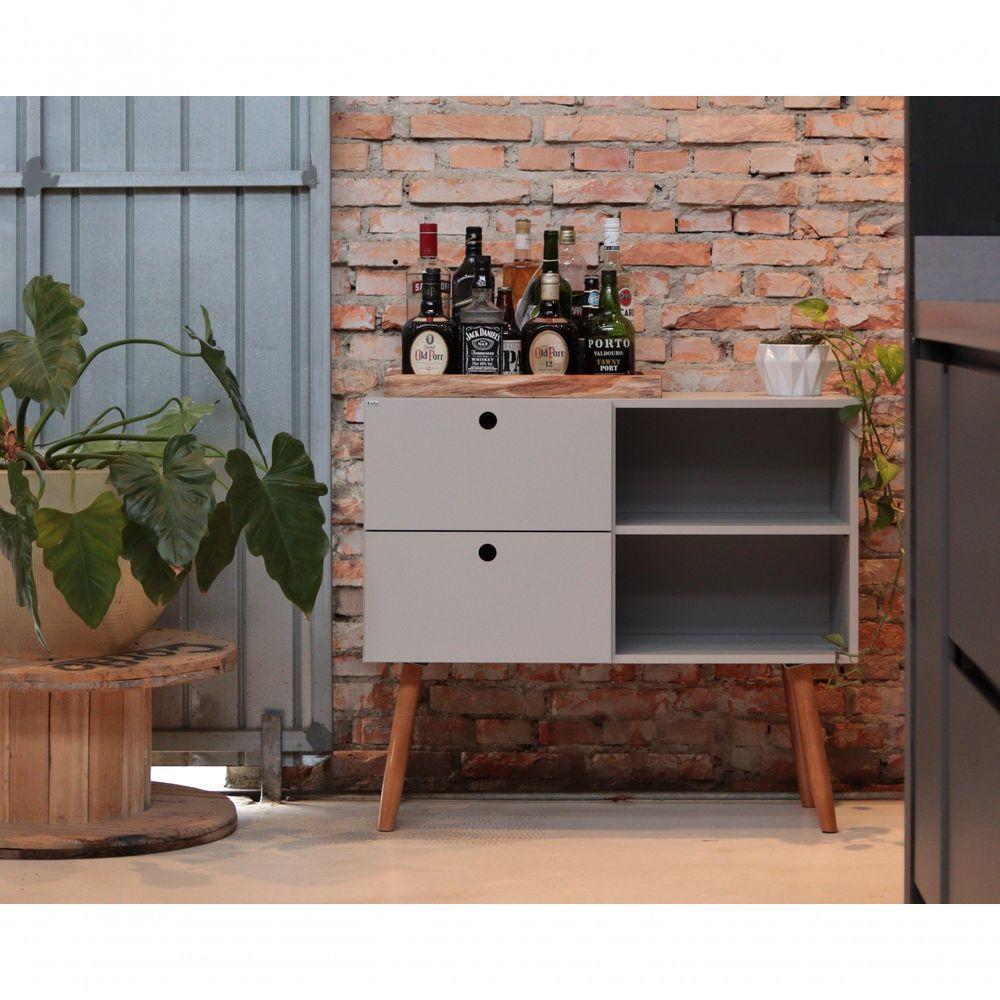 Aparador 02 Gavetas 1 Nicho Com Pés Palito Sal Rosa - Mdf Arauco - 2