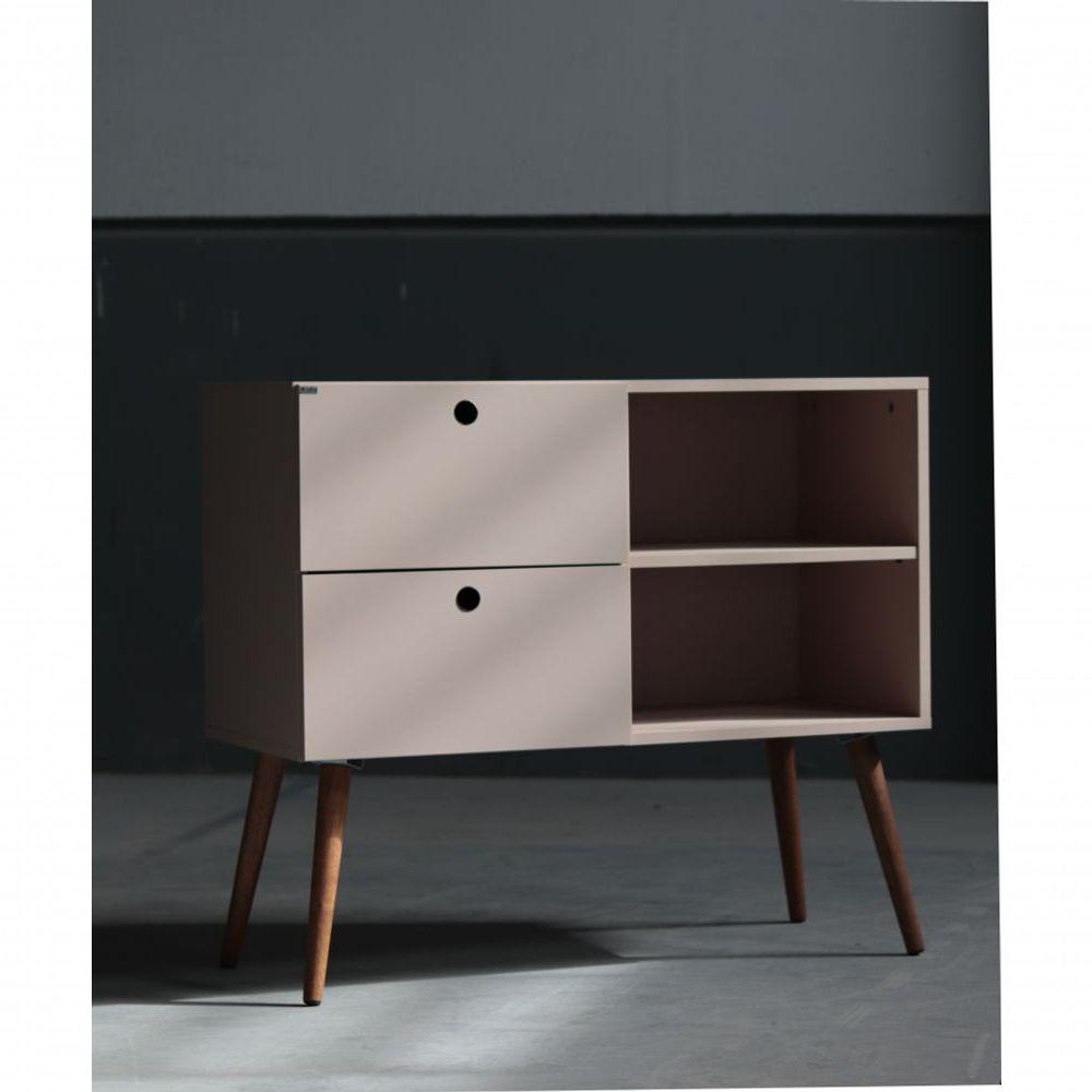 Aparador 02 Gavetas 1 Nicho Com Pés Palito Sal Rosa - Mdf Arauco - 5